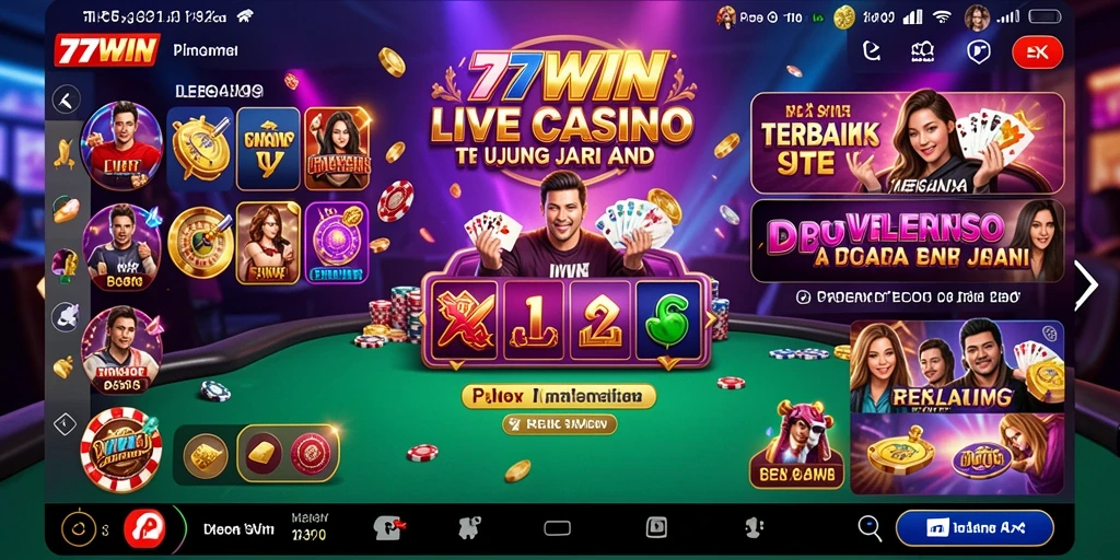Tampilan gameplay Live Casino yang mengasyikkan di 77WIN.
