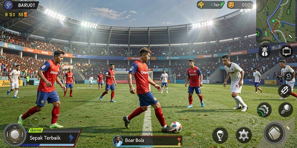 Tampilan gameplay mendebarkan dari game sepak bola BARU01.