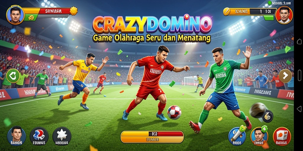 Screenshot game CRAZYDOMINO menampilkan duel seru dalam permainan olahraga.