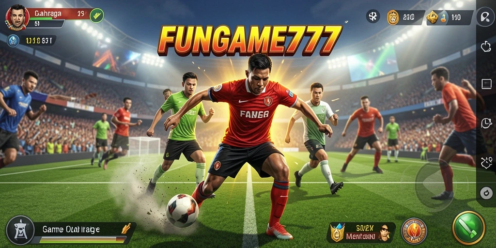 Tangkapan layar gameplay seru dalam FUNGAME777 dengan aksi olahraga yang dinamis.