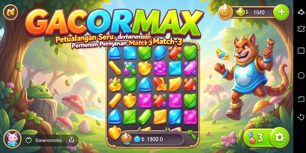 Tampilan screenshot GACORMAX menampilkan serunya gameplay Match-3.