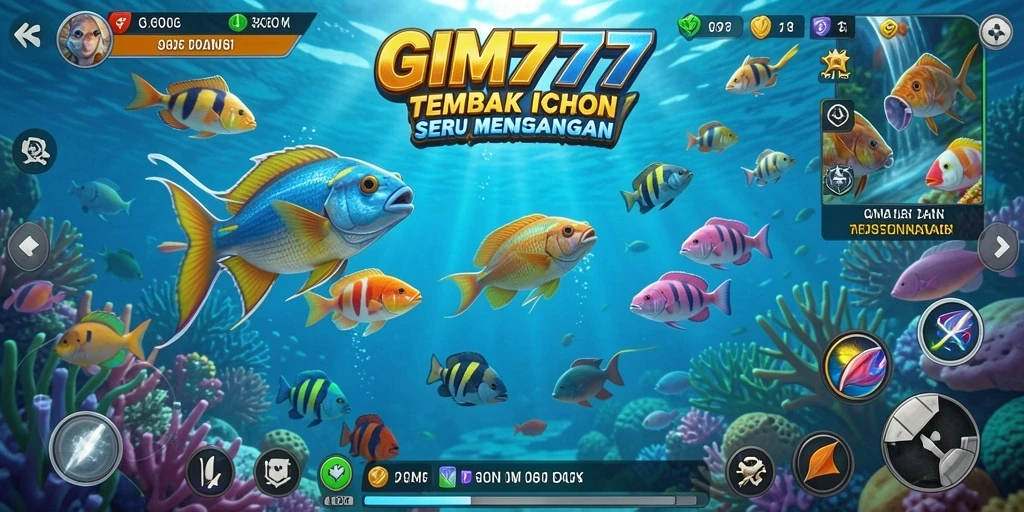 Tampilan gameplay seru dalam GIM777 saat menangkap ikan.