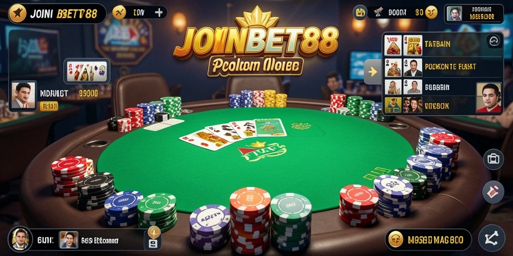 Screenshot permainan JOINBET88 menampilkan momen seru bermain poker.