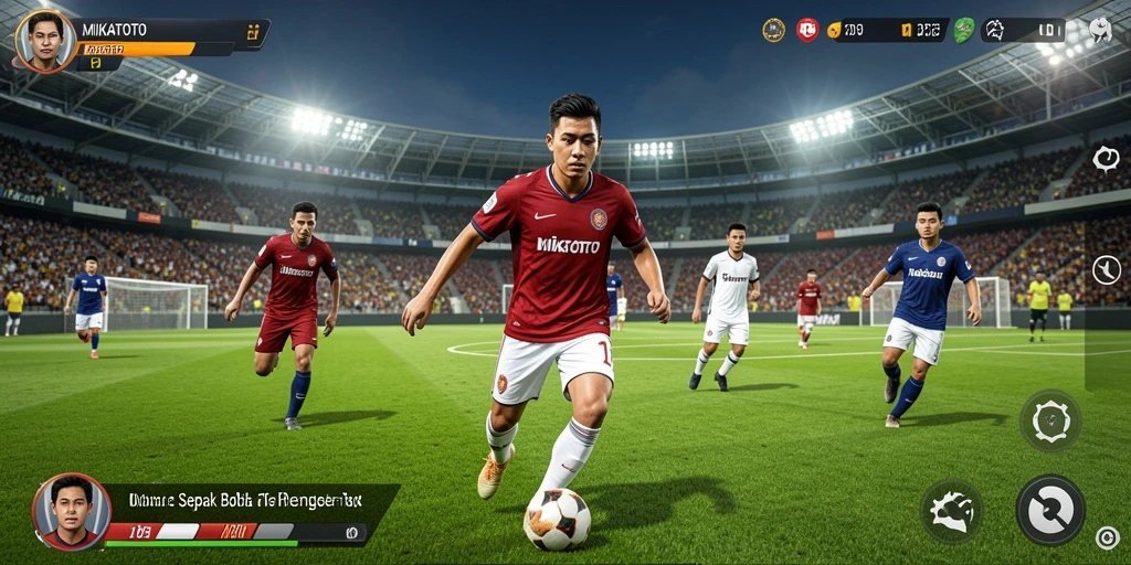 Tampilan gameplay MIKATOTO yang menarik dan penuh aksi sepak bola.