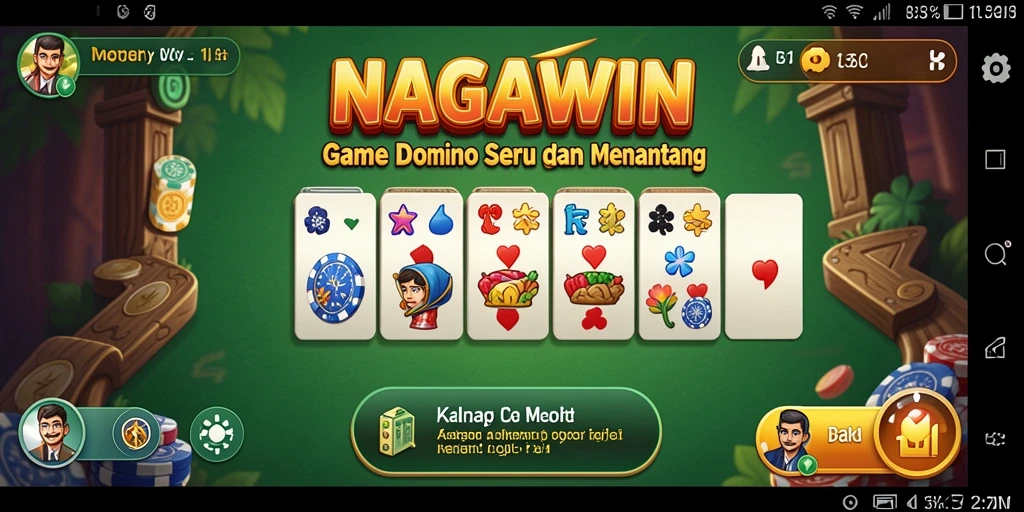 Screenshot utama NAGAWIN memperlihatkan gameplay seru permainan Domino.