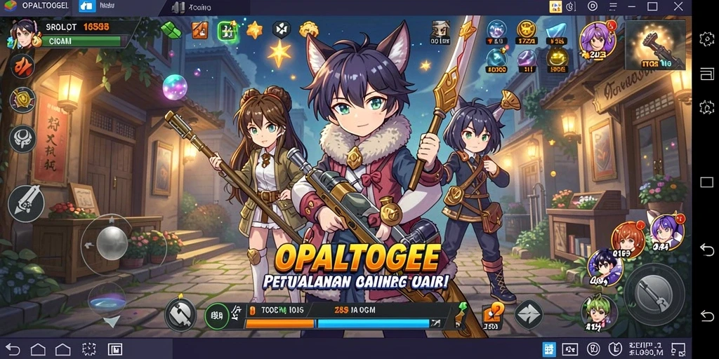 Screenshot gameplay OPALTOGEL yang penuh aksi dan karakter anime.