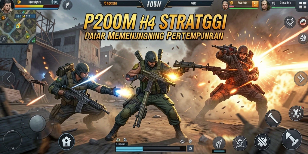 Screenshot permainan P200M menampilkan taktik pertempuran yang mendebarkan.