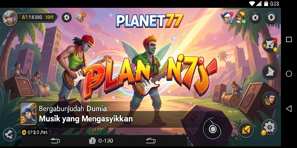 Tampilan gameplay <strong>PLANET77</strong> yang penuh warna dan interaktif.