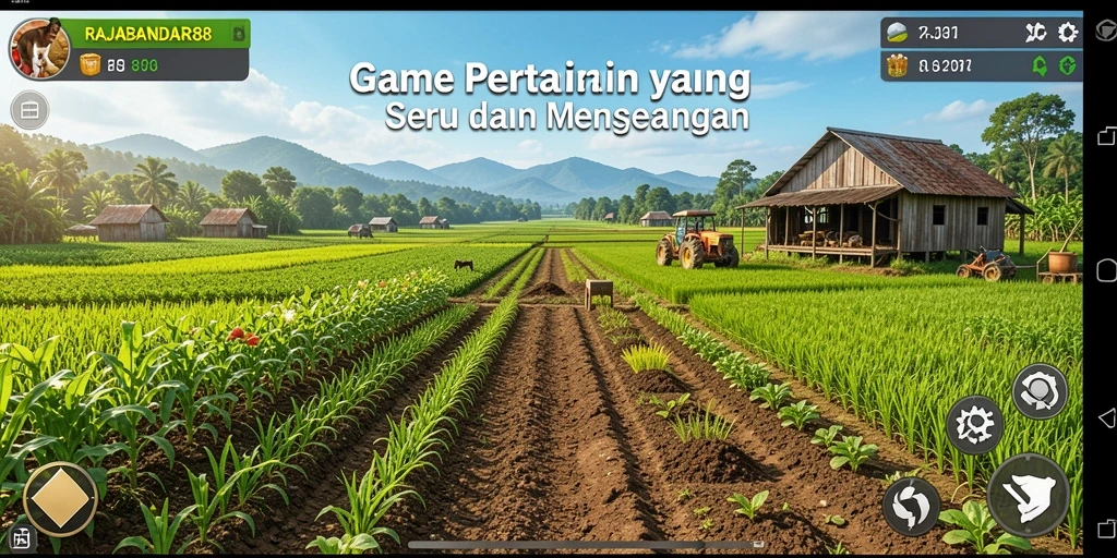 Gambaran gameplay menarik di RAJABANDAR88 yang menunjukkan pertanian yang aktif.