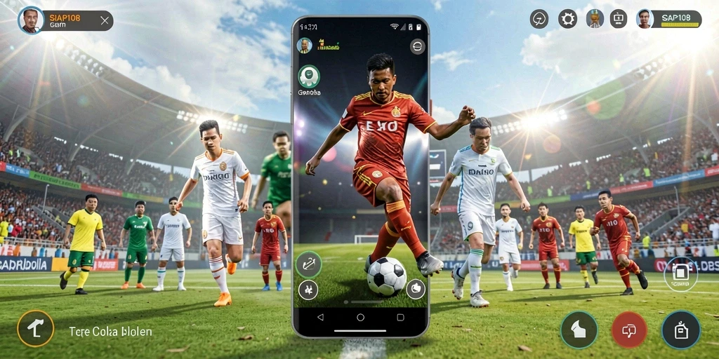 Screenshot SIAP108 menampilkan aksi gameplay sepak bola yang mendebarkan.