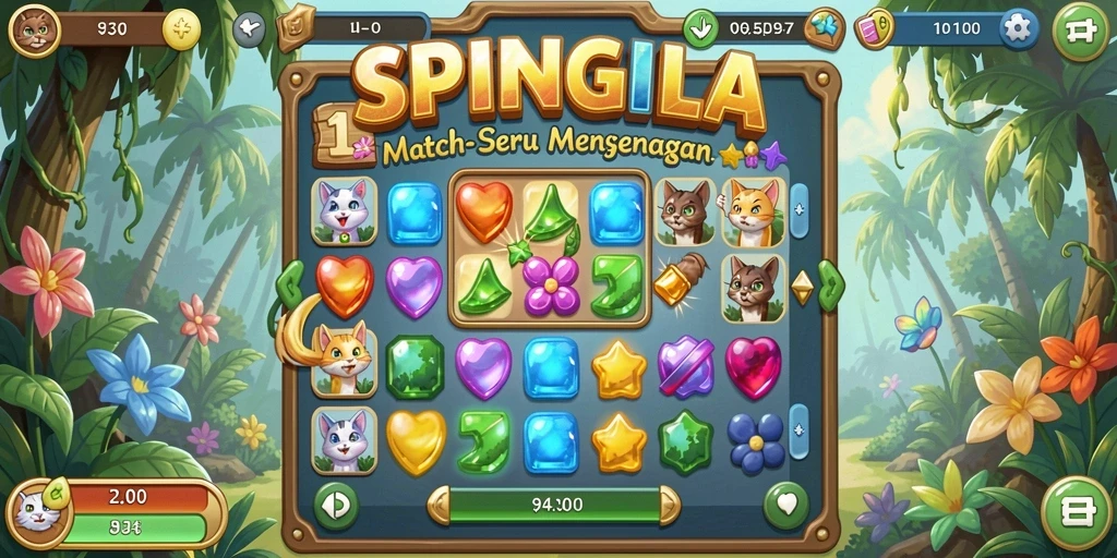 Tampilan gameplay SPINGILA yang menyenangkan dalam kategori Match-3.