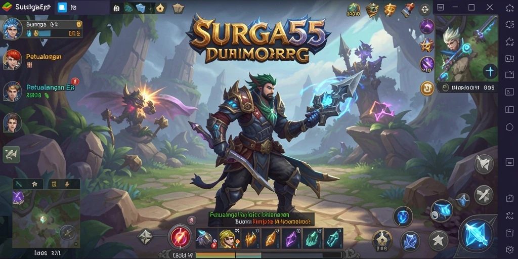 Tampilan gameplay epik dengan aksi bertarung yang seru di SURGA55.