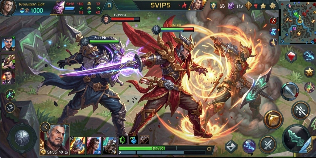 Screenshot gameplay <strong>SVIP5</strong> menampilkan pertempuran seru yang intens.